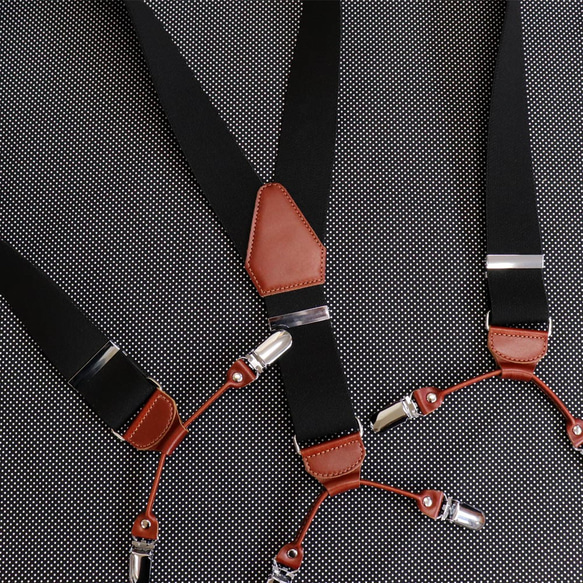 免費送貨 NOMURA 吊帶雙夾 Y 型 40 毫米超厚純色 SML 日本製造禮品流行 第1張的照片