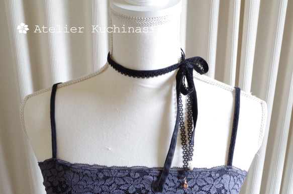 【訂單生產】Tatting / Ribbon Choker &lt;Noir&gt; 第2張的照片