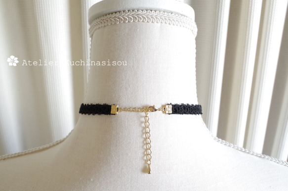 【訂做】梭織蕾絲天鵝絨絲帶choker &lt;Drop Pearl&gt; 第5張的照片