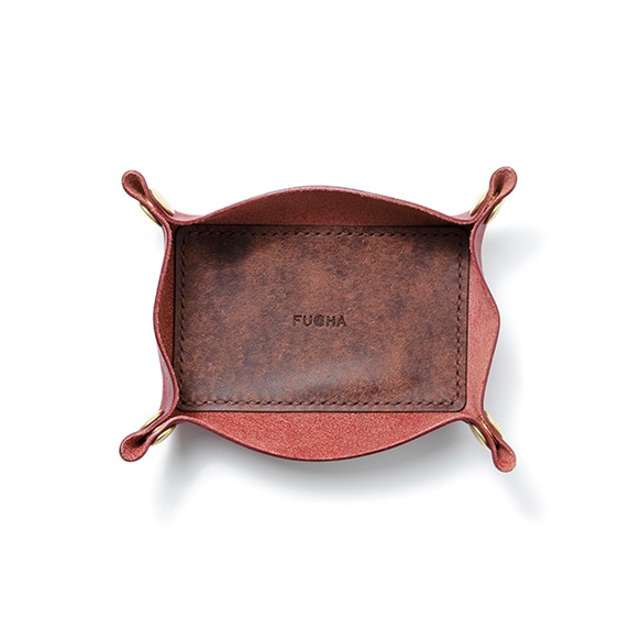 皮革製托盤[紅]/TRAY[RED]小袋子雜貨禮物皮革 第3張的照片