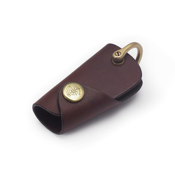 Risshio leather S/Button Hook Key Case BROWN雜貨禮物皮革製造鑰匙包 第3張的照片