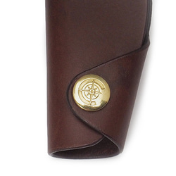 リスシオレザーで仕立てたキーケースS/Button Hook Key Case　BROWN 雑貨　ギフト　レザー 5枚目の画像