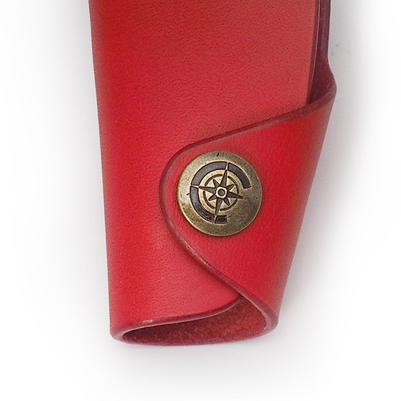 Lisshio 皮革製成的鑰匙包 S/連結掛鉤 鑰匙包 紅色 雜貨 禮品皮革 第6張的照片