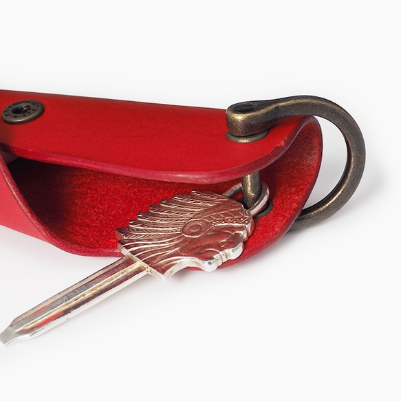 Lisshio 皮革製成的鑰匙包 S/連結掛鉤 鑰匙包 紅色 雜貨 禮品皮革 第3張的照片
