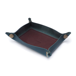 ■ラッピング無料■　リスシオレザーで仕立てたトレイ/LEATHER TRAY BLUE　青 2枚目の画像