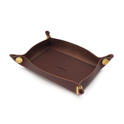 ■ラッピング無料■　リスシオレザーで仕立てたトレイ/LEATHER TRAY BROWN　茶 2枚目の画像