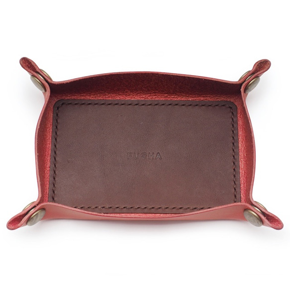 リスシオレザーで仕立てたトレイ　小物入れ/LEATHER TRAY PINK　ピンク　雑貨　ギフト　レザー 1枚目の画像