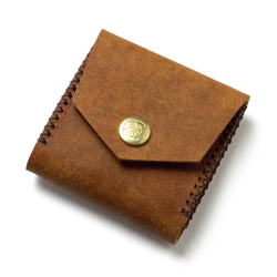 Square Coin Case [CAMEL] Miscellaneous Goods Gift 皮革 第3張的照片