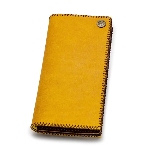 ☆ラッピング無料☆プエブロレザー長財布 (コインなし) [イエロー  