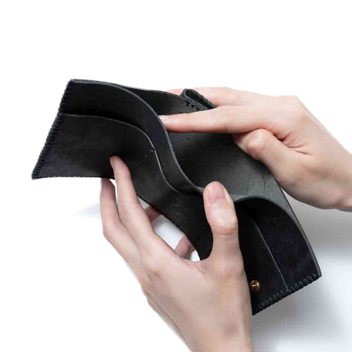 ☆ラッピング無料☆ 色鮮やかなプエブロレザー 三つ折り財布 [ブラック