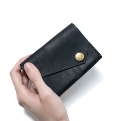 春の訪れ気分も新しく。　三つ折り財布 [ブラック] / Mini Wallet [BLACK] 雑貨　ギフト　レザー 1枚目の画像