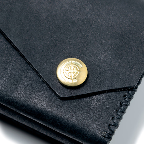 ☆ラッピング無料☆ 色鮮やかなプエブロレザー 三つ折り財布 [ブラック