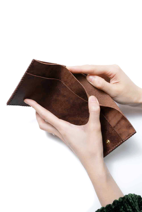 色鮮やかなプエブロレザー　三つ折り財布 [ブラウン] / Mini Wallet [BROWN] 雑貨　ギフト　レザー 2枚目の画像