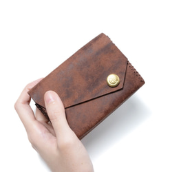 色鮮やかなプエブロレザー　三つ折り財布 [ブラウン] / Mini Wallet [BROWN] 雑貨　ギフト　レザー 1枚目の画像