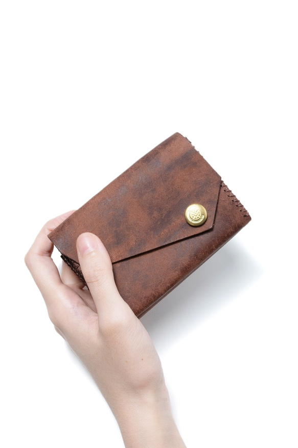 色鮮やかなプエブロレザー　三つ折り財布 [ブラウン] / Mini Wallet [BROWN] 雑貨　ギフト　レザー 1枚目の画像