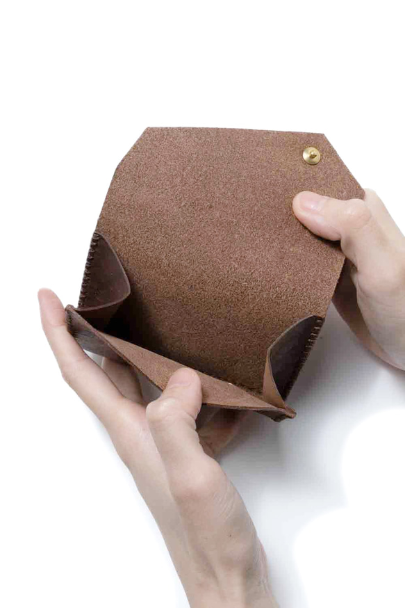 色鮮やかなプエブロレザー　三つ折り財布 [ブラウン] / Mini Wallet [BROWN] 雑貨　ギフト　レザー 4枚目の画像