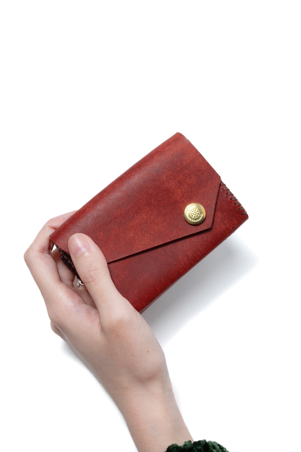 ★ギフト対応★春財布　色鮮やかなプエブロレザー　三つ折り財布 [レッド] / Mini Wallet [RED]