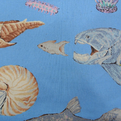 ４０×３５大きめナップサック型体操服入れ　かっこいい　古代魚　シーラカンス　アンモナイト　三葉虫　入園☆入学 6枚目の画像