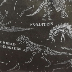 メンズ恐竜上履き用巾着袋（単品）　お着替え袋　渋かっこいい　オリジナル　恐竜骨格（カーキ）　入園✧入学 4枚目の画像