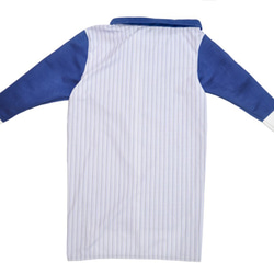 L0006_斜肩水絨絲長版襯衫（藍） 第8張的照片