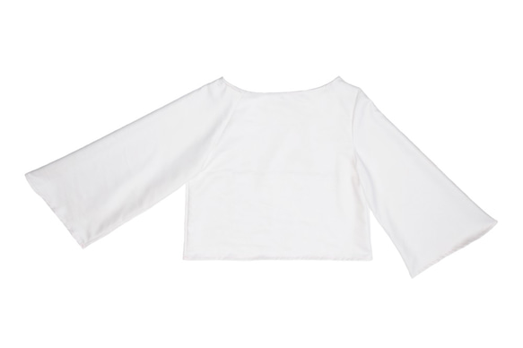 L0007_麂皮不對稱袖上衣（白） 第8張的照片