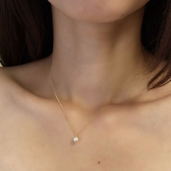 【50%OFF】Skinny Necklace -Pearl- 5枚目の画像