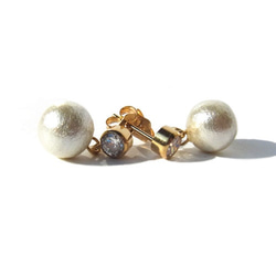 【60%OFF】Zirconia × Cotton pearl Pierce 2枚目の画像