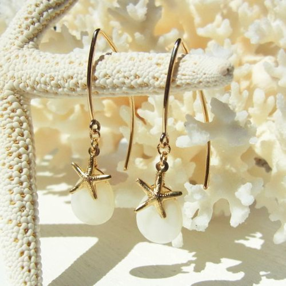 【65%OFF】Starfish × Mother of Pearl Hook Pierce 3枚目の画像