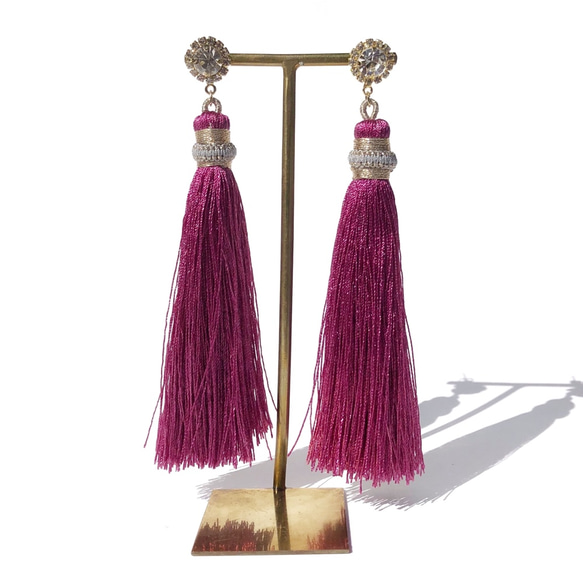 【50%OFF】Fuchsia Pink Tassel Pierce 2枚目の画像