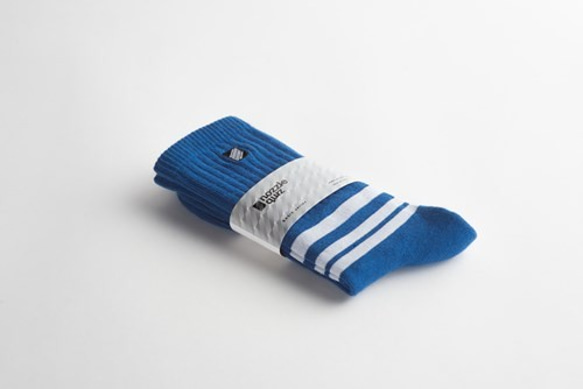 藍緞／Indio Stripe 中筒橫條羅紋襪 第1張的照片