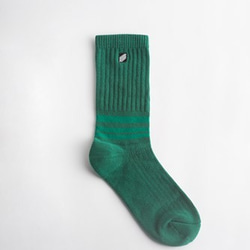 鉻綠／Viridian 中筒橫條羅紋襪 第2張的照片