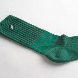 鉻綠／Viridian 中筒橫條羅紋襪 第4張的照片
