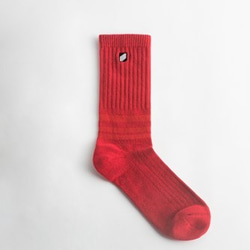 緋紅／Crimson 中筒橫條羅紋襪 第2張的照片