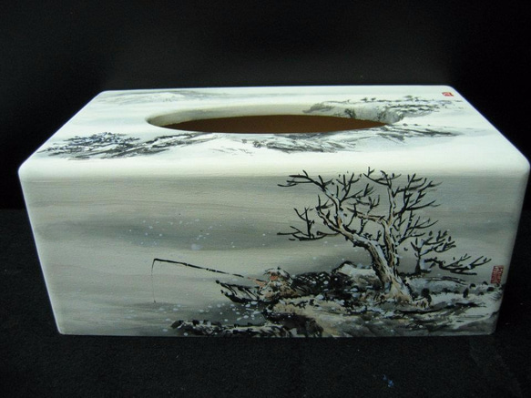 百分之百手繪紐西蘭松木面紙盒-江雪 第1張的照片