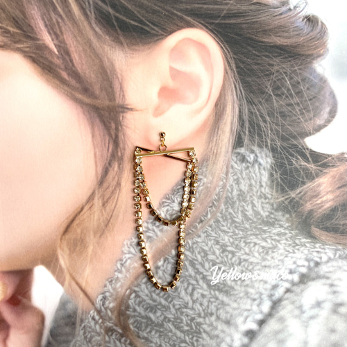 lk ラインストーンのブリッジピアス ピアス（フック・チェーン