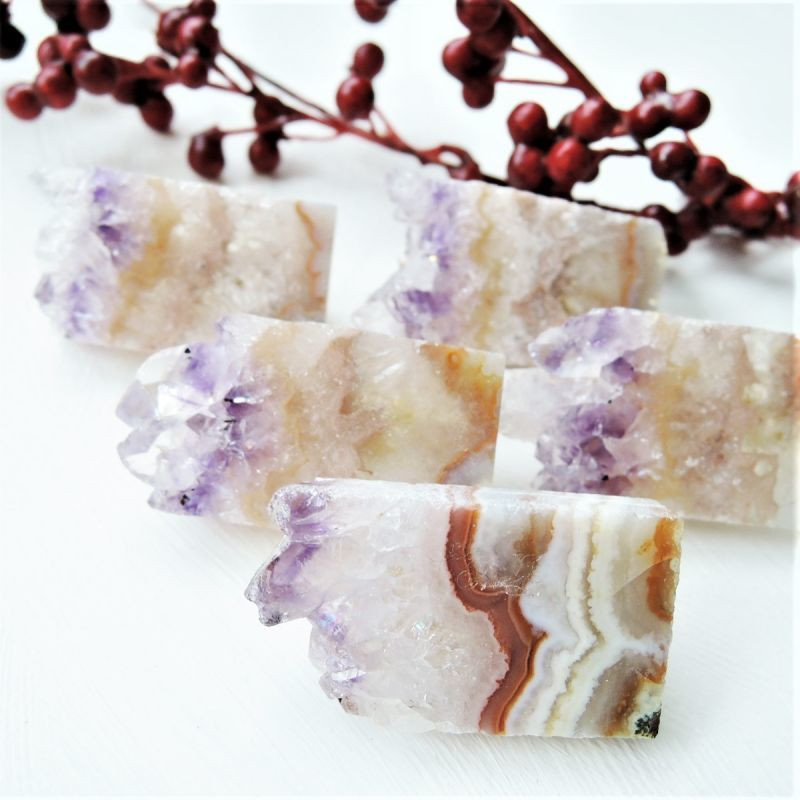 【SELECT】原石アメジスト　スライス　クラスター　ブローチ