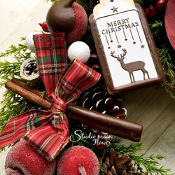 Creema限定/チョコレートとリンゴのクリスマスリース 4枚目の画像