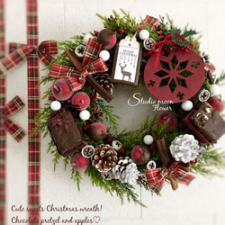 Creema限定/チョコレートとリンゴのクリスマスリース 7枚目の画像
