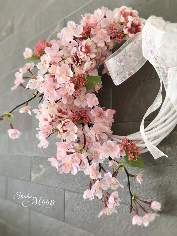 お花見リース 桜の舞 3枚目の画像