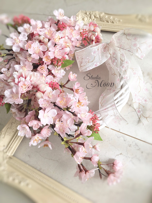 お花見リース 桜の舞 4枚目の画像