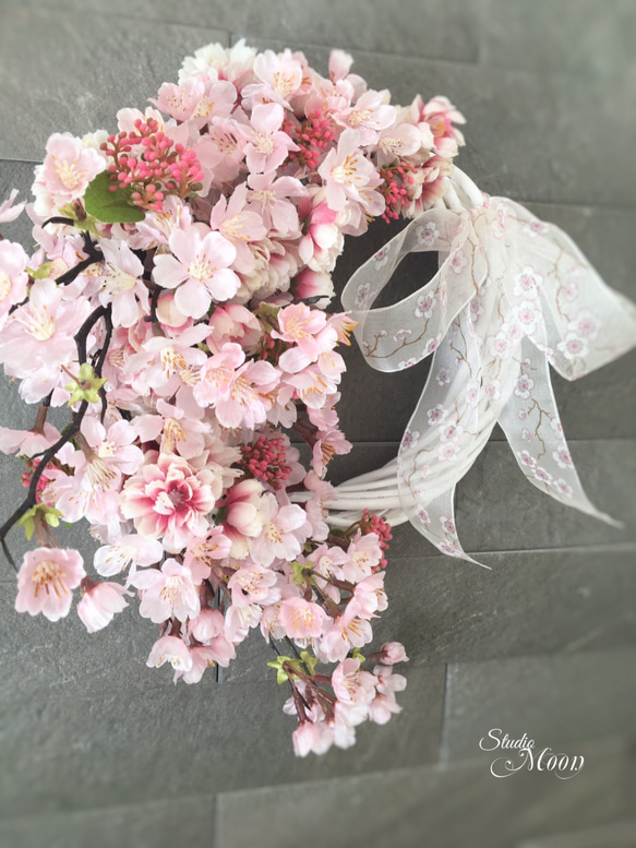 お花見リース 桜の舞 6枚目の画像