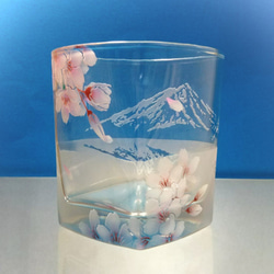 富士山と桜のロックグラス【リニューアル】 1枚目の画像