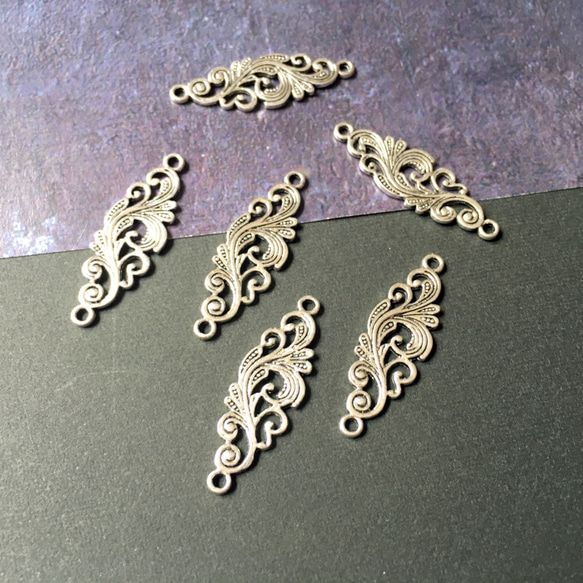 6個】アンティーク風コネクターチャーム＊アンティークシルバー