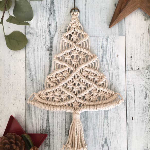 受注製作・送料無料】マクラメ クリスマスツリー タペストリー・壁掛け