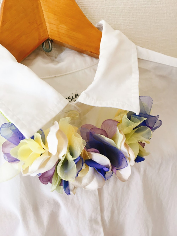 襟飾り‐Flower Tie‐Flower Choker‐no.3yellow×blue 1枚目の画像