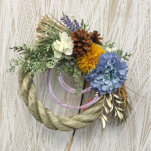 しめ縄 リース✨お正月飾り-blue- しめ縄・しめ飾り nobori. 通販