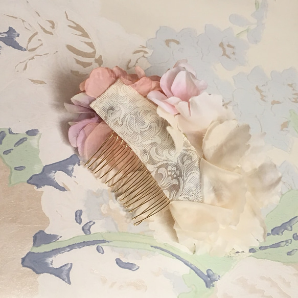 春のひらひら髪飾り-アンティークピンク- 5枚目の画像