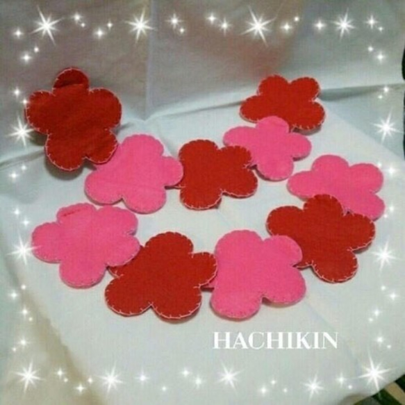 【送料込】ピンクの花☆ボタンつなぎ☆知育☆フェルトおもちゃ 4枚目の画像