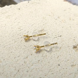 ◆ステンレスピアス 2ペアセット 3ｍｍ ラウンド CZ◆　アレルギーフリー 2枚目の画像