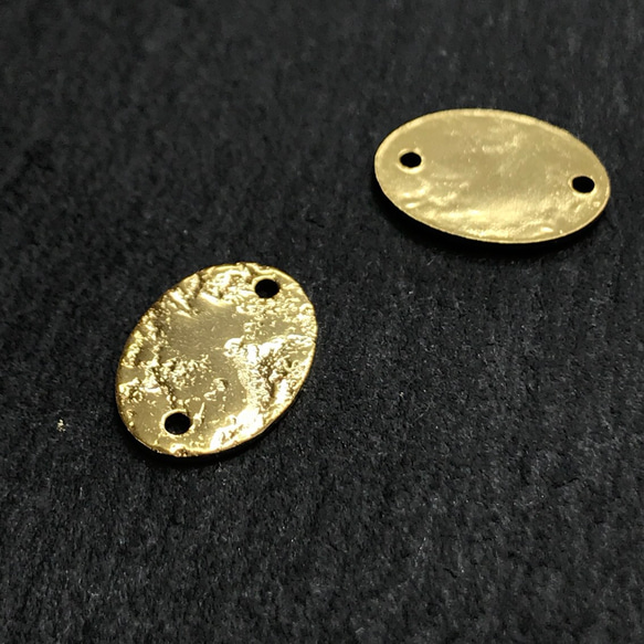 テクスチャードオーバルプレートパーツ（小） ゴールドカラー 2ヶ GPP-1088◎ 2枚目の画像